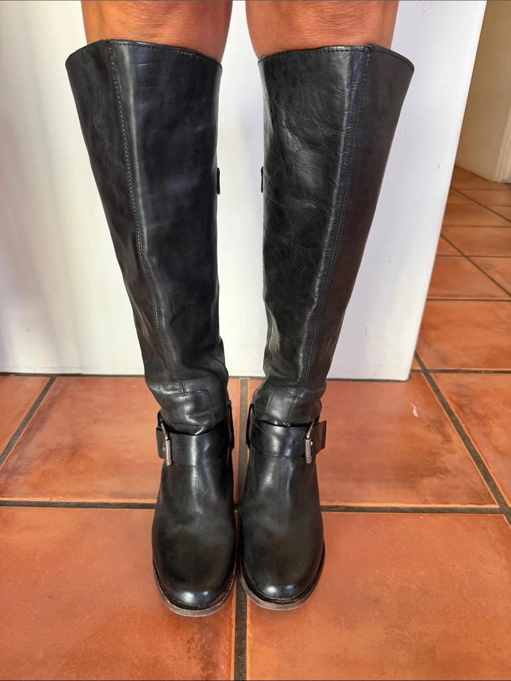 Dolce Vita Black Over-the-Knee Leather Boots with Buckle
